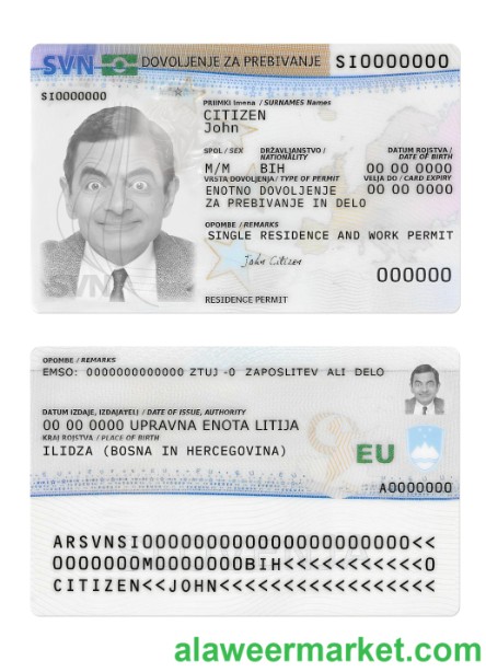 Slovenia residence permit card